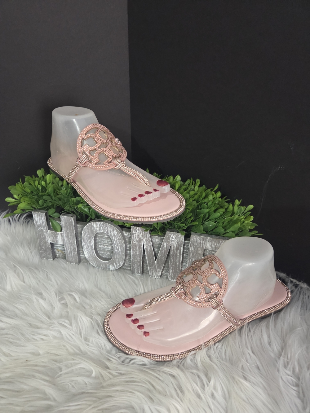 Tory Burch Miller Crystal Pink/Rose Embellished Flat Sandals. Size US 10, EU 41